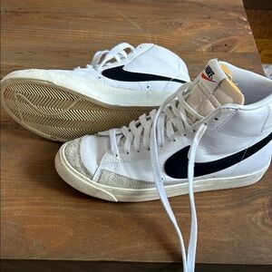 Nike White and Black High-Top Sneakers